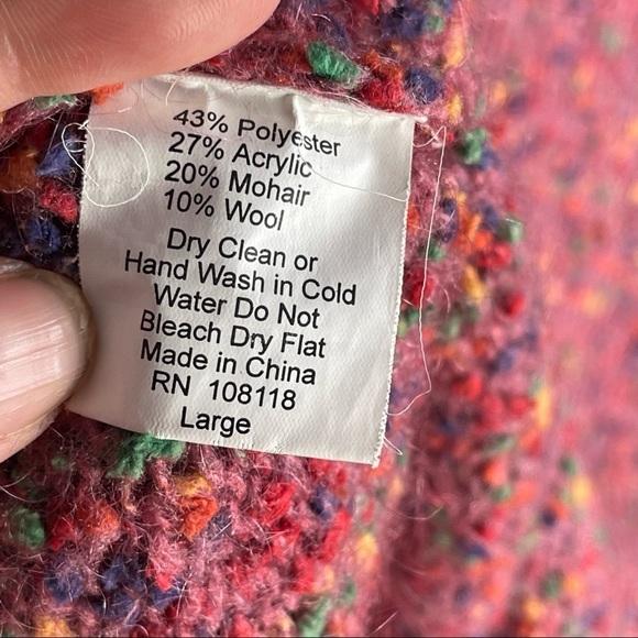 United Knitwear Pink Rainbow Dot Cowl Neck Sweater Large - Picture 6 of 9